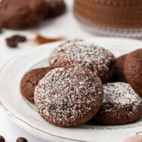 Chewy chocolate espresso cookies on plate