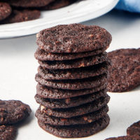 Stack of chewy chocolate cookies